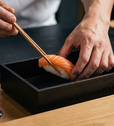 Sushi preparado a pedido, listo para entregar